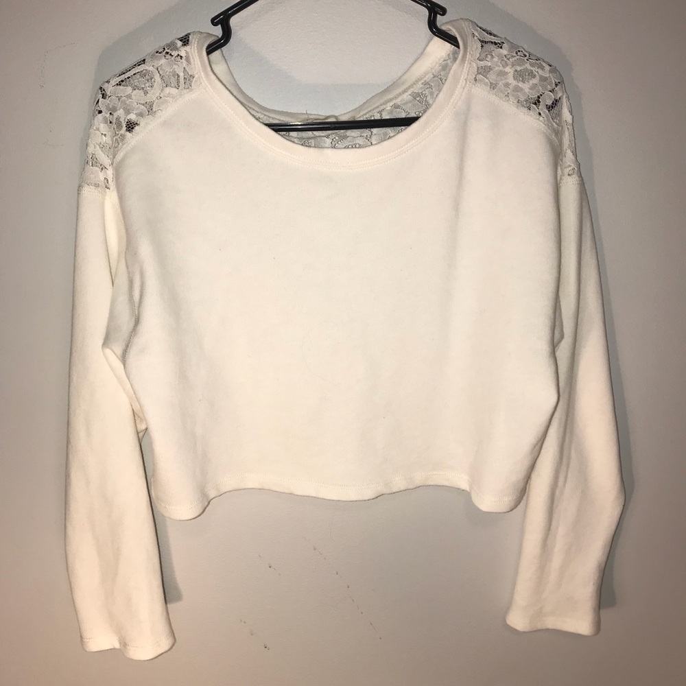 cream lace back long sleeve